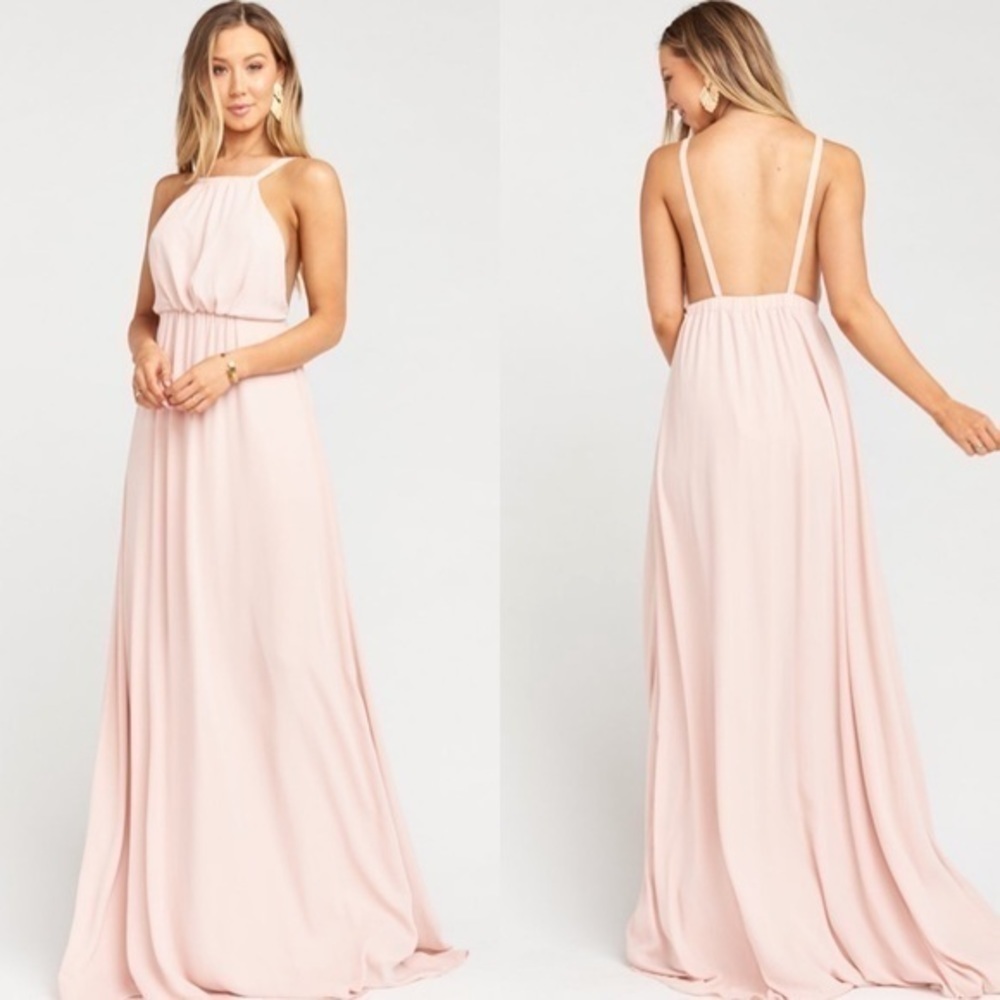 SMYM Amanda Halter Dress in Dusty Blush Crisp